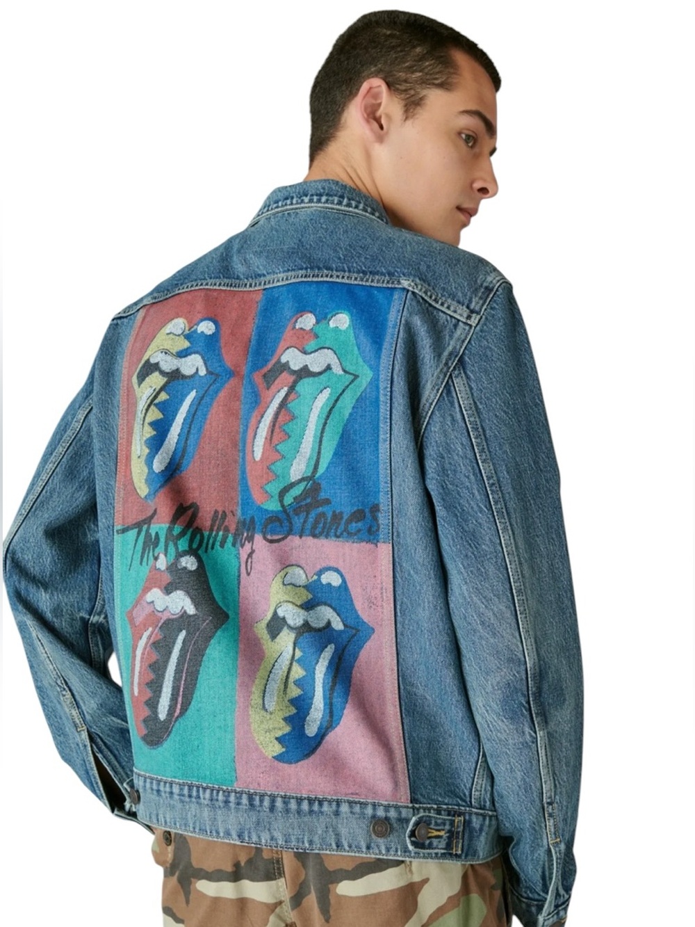 LUCKY BRAND Rolling Stones Denim Jacket Size M NWT